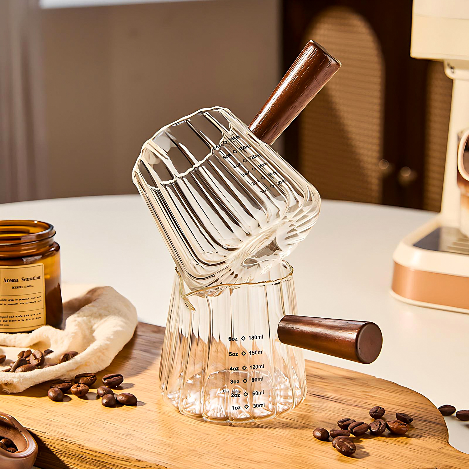 Coffee Tea Mugs - OANKR 6 oz Glass Measuring Cups