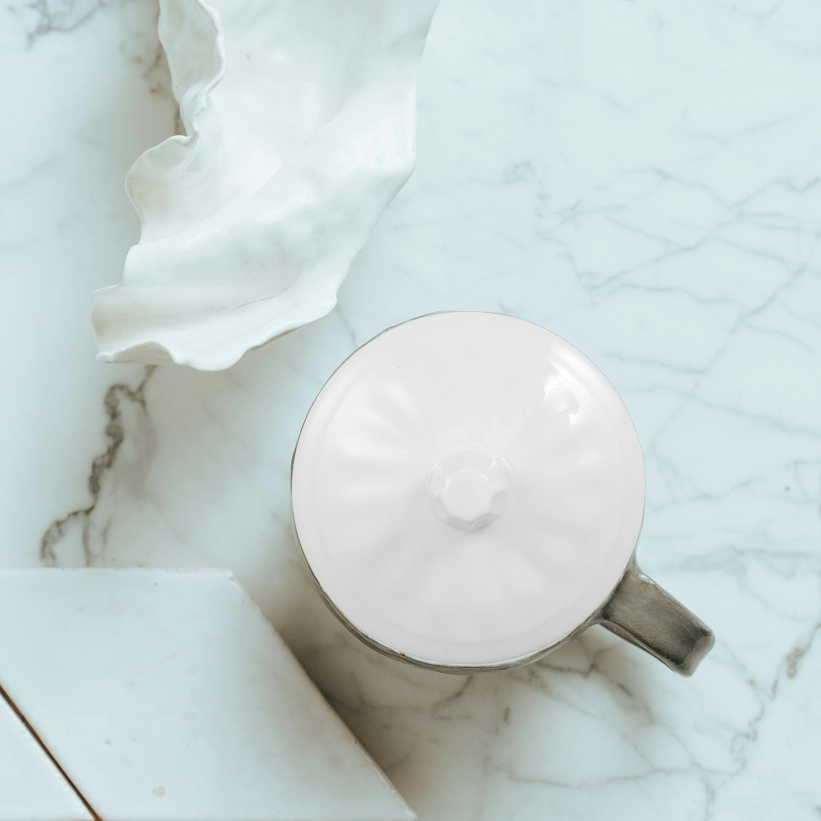 Coffee Tea Replacement - Porcelain White Ceramic Mug Lid Replacement
