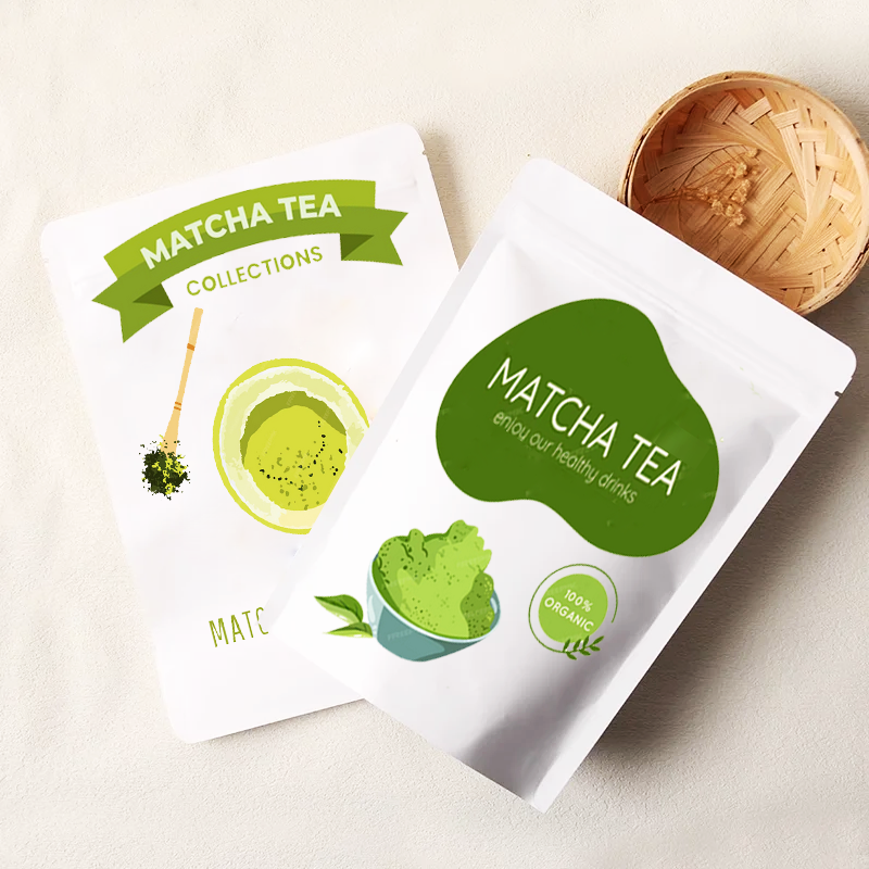 Coffee Tea Flower - Customized White Kraft Paper Ziplock Packaging