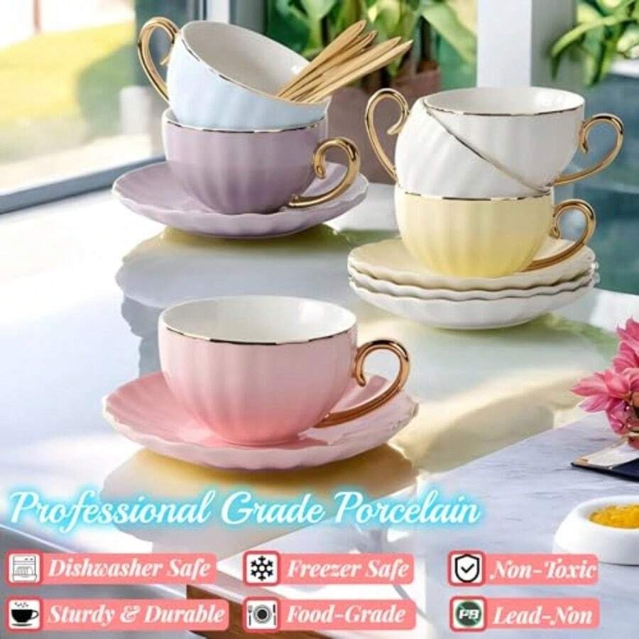 Tea Cups And Saucers Set 18-Pi – Coffee Tea Spoon Bewertung und Preis
