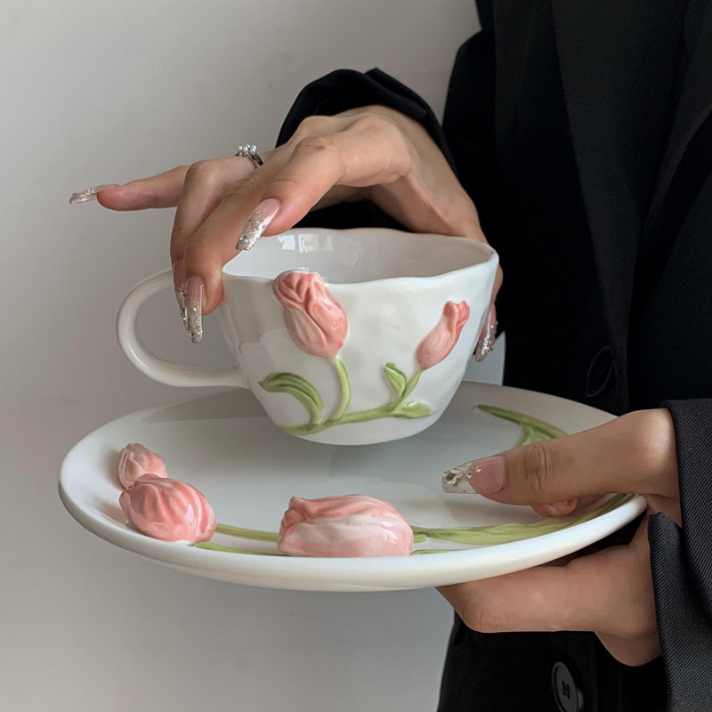 Tulip Ceramic Mug Embossed Flo – Coffee Tea Flower Bewertung und Preis