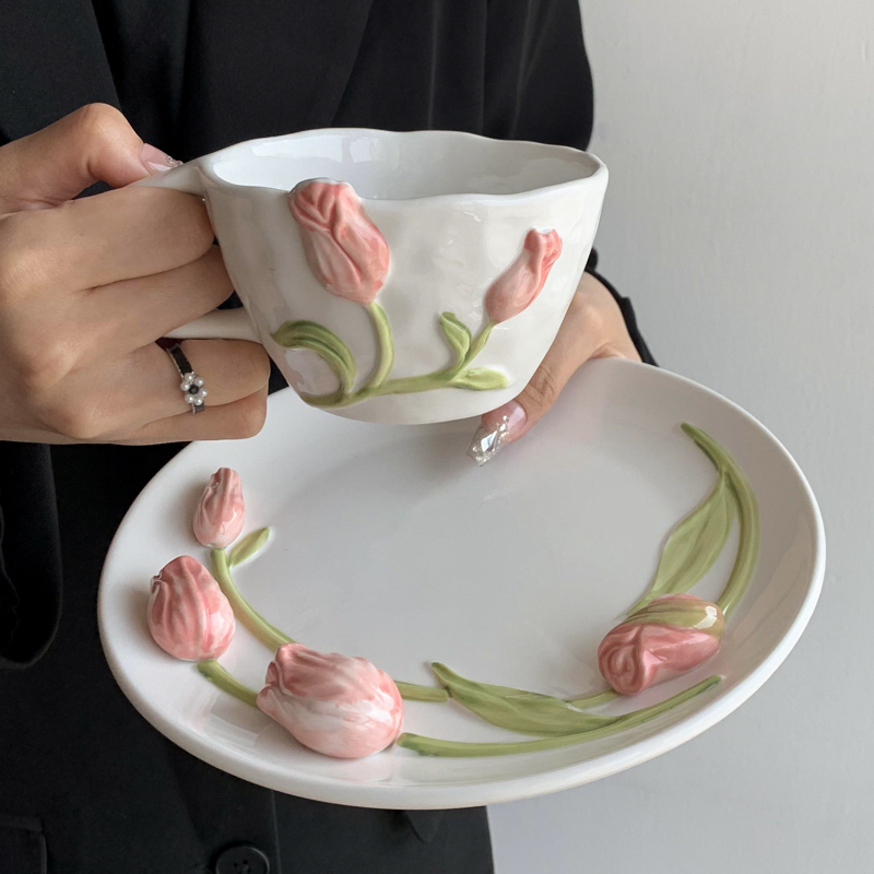 Tulip Ceramic Mug Embossed Flo – Coffee Tea Flower Bewertung und Preis