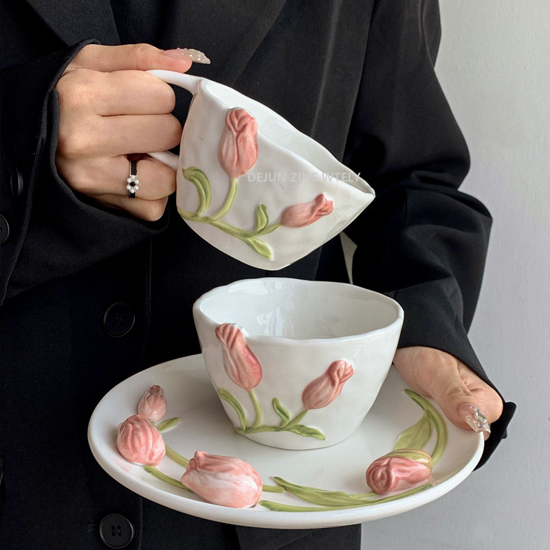 Tulip Ceramic Mug Embossed Flo – Coffee Tea Flower Bewertung und Preis