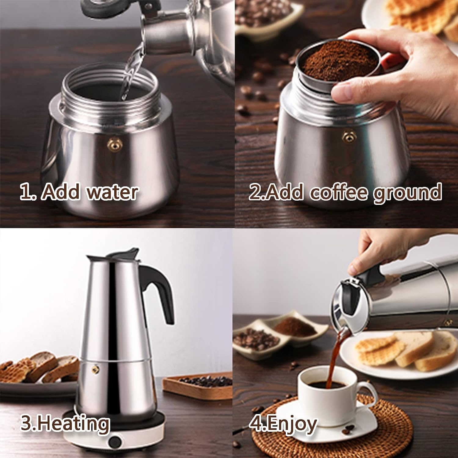 4/6/9 Cups Moka Pot Caffe Mach – Coffee Tea Chocolate Bewertung und Preis