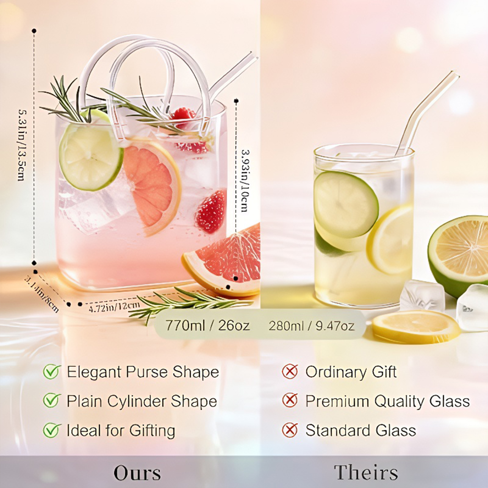Glass Purse with Glass Straw F – Coffee Tea Flower Bewertung und Preis